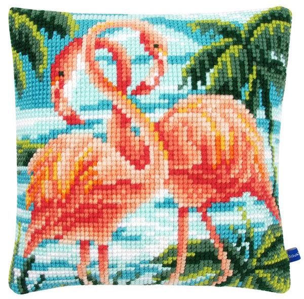 Kruissteek Pakket kussen Flamingo's