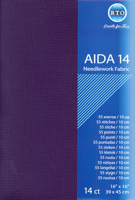 Borduurstof Aida 14ct (5,5 kr/cm) Donkerblauw