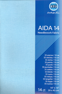 Borduurstof Aida 14ct (5,5 kr/cm) Blauw