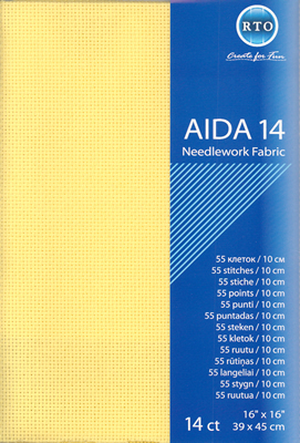 Borduurstof Aida 14ct (5,5 kr/cm) Geel